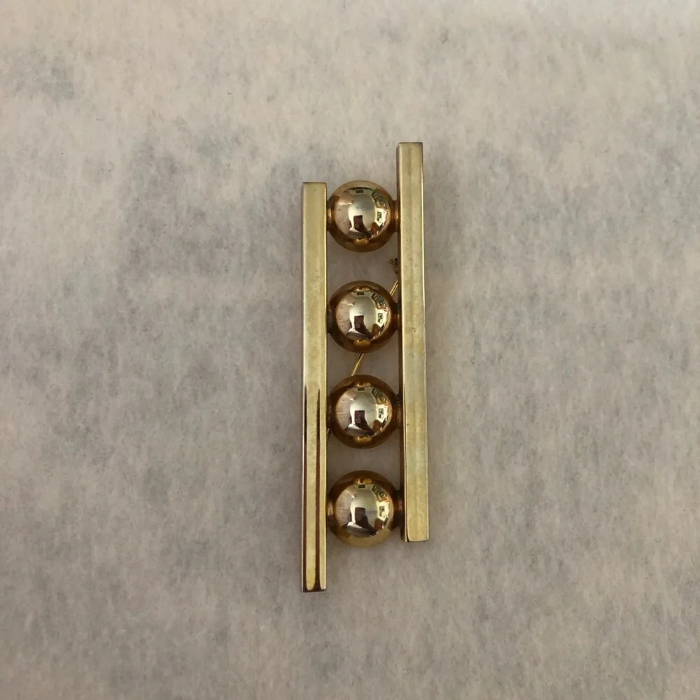 Modernist Bar Brooch polished spheres Parallel Bars Geometric